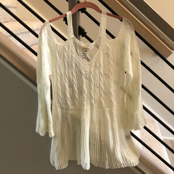 POL Tops - POL Cream Knit Cold Shoulder Tunic - NWOT